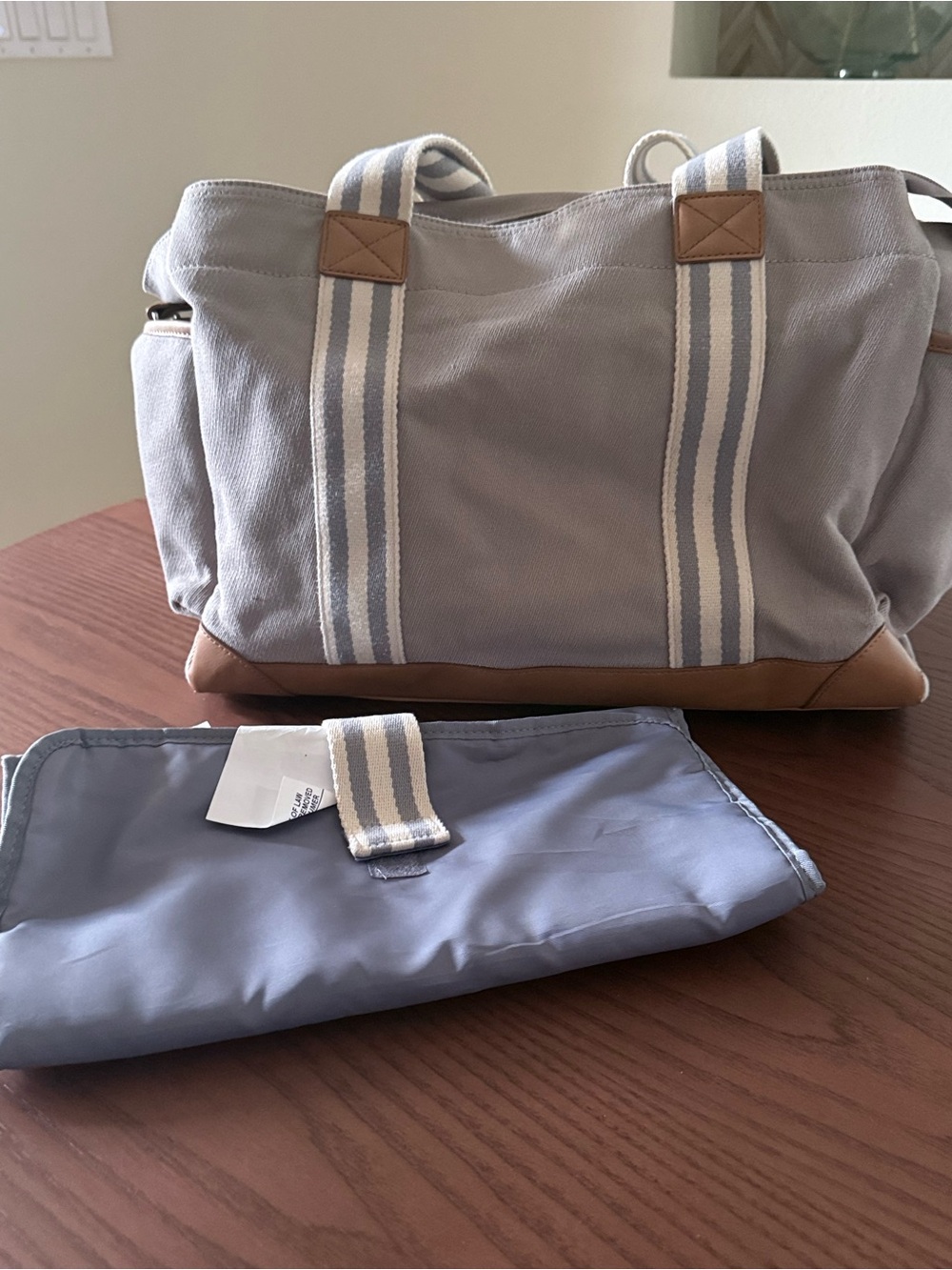 Pottery Barn Kids Large Diaper Bag with Changing Pad | Gray